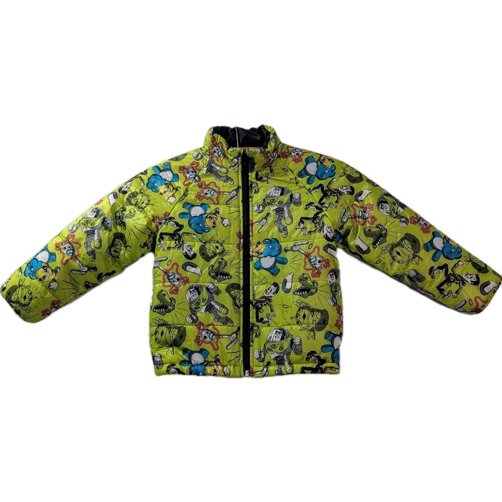 Disney Pixar Toy Story Kids Puffer Jacket‎ Size 4 Green Buzz Woody Forky Rex